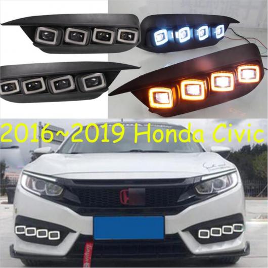 1セット バンパー ヘッドライト セダン 適用: シビック デイタイム ライト 2016-2018 LED DRL ヘッド フォグ ホワイト イエロー ブルー ホンダ シビック 2019-2020 2ピース AL-OO-0686 AL Car light｜オートパーツエージェンシー