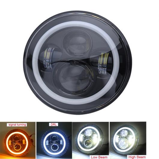 7インチ LED ヘッドライト 適用: ラーダ/LADA ニーヴァ 4×4 H4 ハイ ロー ビーム ラウンド ヘッドランプ ランニング ライト ジープ/JEEP ラングラー JK ランド 2ピース ブラック AL-OO-0859 AL Car light