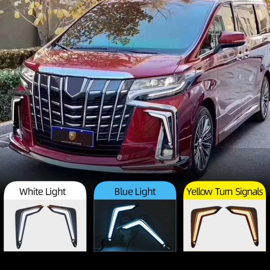 2ピース LED DRL 適用: トヨタ アルファード 2018 2019 デイタイム ランニング ライト デイライト フォグランプ ランニング ウインカー ナイト ブルー ホワイト イエロー ブルー AL-OO-0818 AL Car light