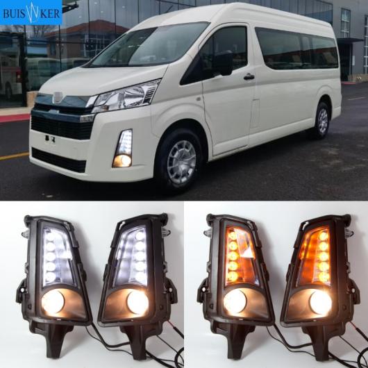 1ペア LED DRL フォグランプ 適用: トヨタ ハイエース 2019 2020 12V LED デイタイムランニングライト イエロー ウインカー ホワイト イエロー AL-OO-0854 AL Car light
