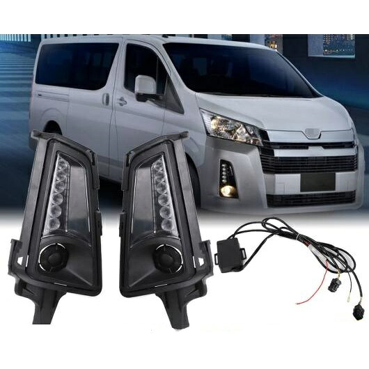 LED DRL フォグライト 適用: トヨタ ハイエース コミューター GL H300 2019 2020 2021 デイタイム ランニング ライト フォグランプ ダイナミック ウインカー AL-OO-0944 AL Car light｜オートパーツエージェンシー