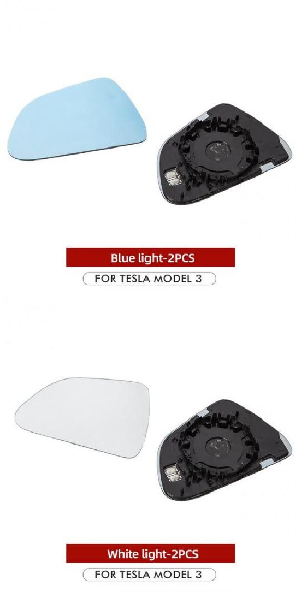 2021 モデル3 バックミラー ミラー ブルー ガラス レンズ アクセサリー 適用: テスラ/TESLA モデル 3 ドア サイド ミラー 広角 ビュー アンチ ブルー ライト・ホワイト ライト AL-OO-1284 AL Exterior parts for cars