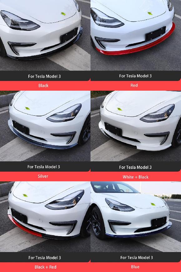 3ピース フロント バンパー リップ ボディ キット スポイラー ABS スプリッタ 適用: テスラ/TESLA モデル 3 2017-2021 モデル3 ブラック～モデル3 ブルー AL-OO-1477 AL Exterior parts for cars｜オートパーツエージェンシー