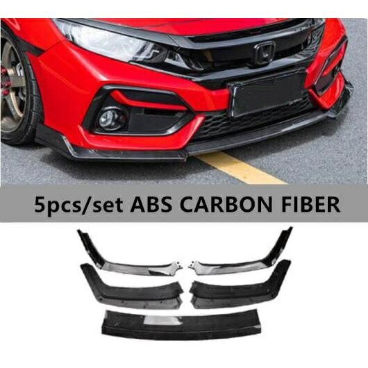 5ピース ABS ペイント カーボンファイバー フロント バンパー スポイラー リップ スプリッター カバー 適用: ホンダ シビック ハッチバック 2017 2018 2019 2020 ABS カーボンファイバー AL-OO-2891 AL Exterior parts for cars|オートパーツエージェンシー