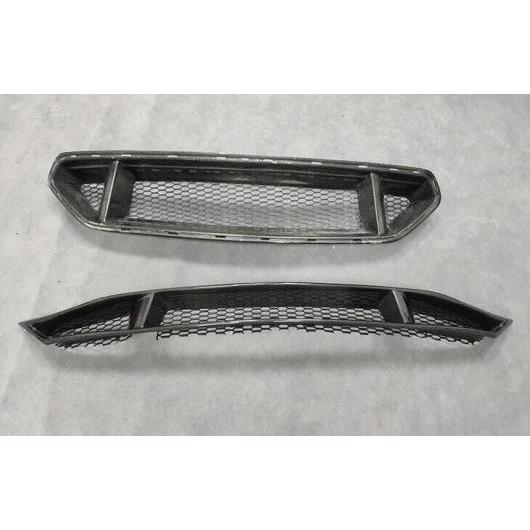 ABS プライマー/カーボンファイバー 上側＆下側 フロント バンパー レーシング メッシュ グリル 適用: フォード/FORD マスタング 2018 2019 2020 2021 カーボンファイバー AL-OO-3236 AL Exterior parts cars