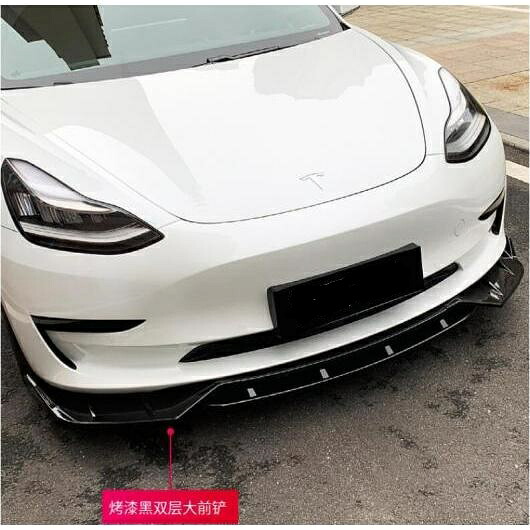 4ピース ABS カーボン フロント バンパー スポイラー リップ スプリッター カバー 適用: テスラ/TESLA モデル 3 2017 2018 2019 2020 2021 ABS ブラック AL-OO-3477 AL Exterior parts for cars