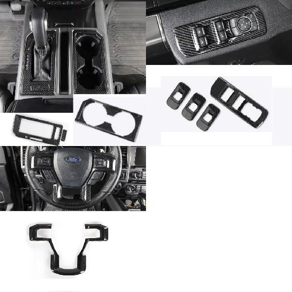 適用: 2017-2019 フォード/FORD F150 ラプター 2018 ピックアップ トラック ABS カーボンファイバー調 インテリア モールディング トリム セントラル コンソール パネル カバー タイプ009～タイプ011 AL-OO-4833 AL Interior parts cars｜オートパーツエージェンシー