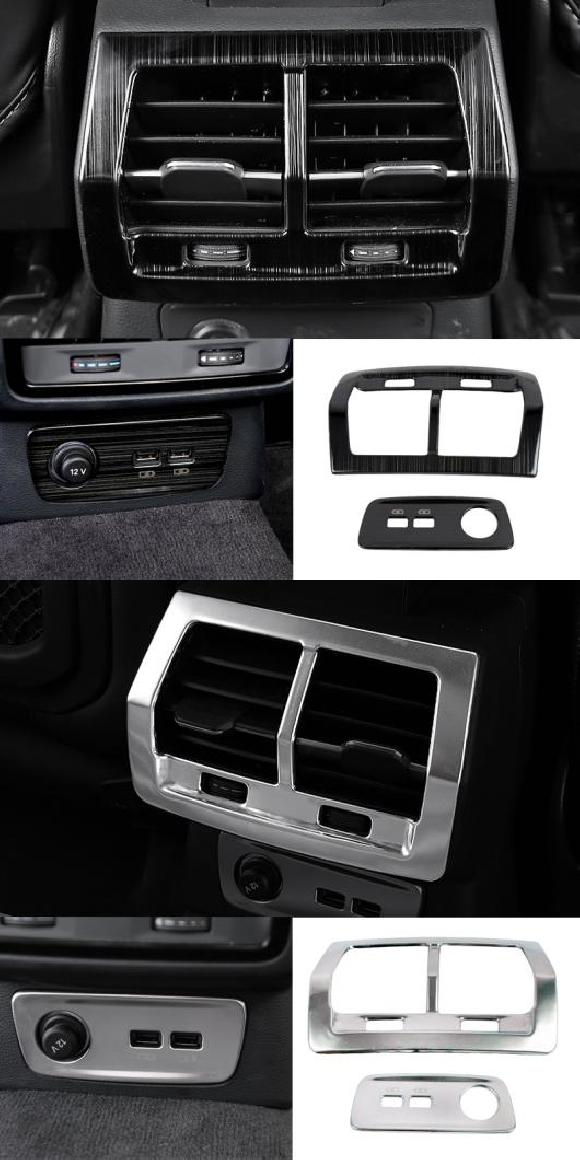 適用: アウディ/AUDI Q3 F3 2019 2020 アクセサリー アームレスト ボックス リア エア コンディション フレーム カバー トリム ステンレス ブラック・ステンレス マット AL-OO-4884 AL Interior parts for cars