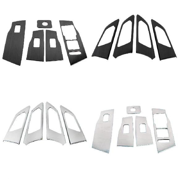 適用: フォルクスワーゲン/VOLKSWAGEN ポロ 2019 2020 インテリア ウィンドウ コントロール パネル カバー ステッカー ドア ハンドル/ボウル カバー ステッカー ステンレス ブラック～グレー AL-OO-4892 AL Interior parts for cars