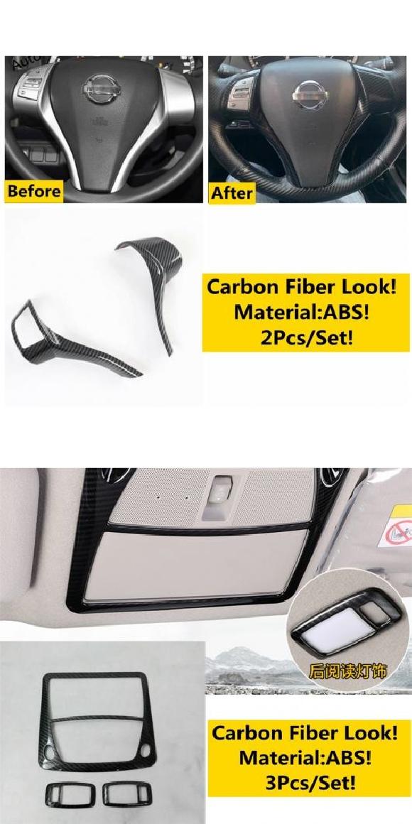 ステアリング ホイール ギア パネル ヘッド ライト ランプ カバー トリム カーボンファイバー アクセサリー インテリア 適用: 日産 ナバラ NP300/テラ 2017-2021 タイプB・タイプK AL-OO-5242 AL Interior parts for cars
