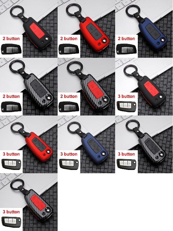 キーケース カバー 適用: 日産 キャシュカイ J10 J11 X-トレイル T32 ムラーノ マキシマ ティーダ アルティマ クエスト ジューク 2ボタン ブラック～3ボタン カーボン レッド AL-OO-6545 AL Interior parts for cars