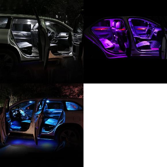 適用: トヨタ ハイランダー XU40 クルーガー 2008 2009 2010 2011 5ピース 12V LED バルブ キット オート インテリア ドーム リード ランプ アクセサリー ホワイト～レイクブルー AL-OO-6661 AL Exterior parts for cars