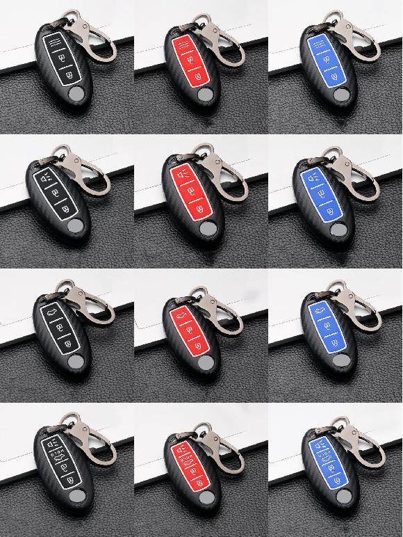 キーケース カバー 適用: 日産 キャシュカイ J10 J11 X トレイル T31 T32 ティーダ ジューク ノート ムラーノ 適用: A カーボン ブラック～D カーボン ブルー AL-OO-6822 AL Interior parts for cars