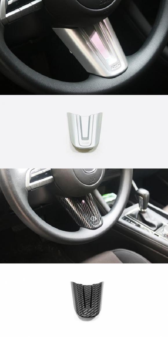 適用: MAZDA3 2019 2020 ABS カーボンファイバー ステアリング ホイール ボタン フレーム カバー トリム ステッカー アクセサリー 1ピース シルバー・カーボン調 AL-OO-6860 AL Interior parts for cars