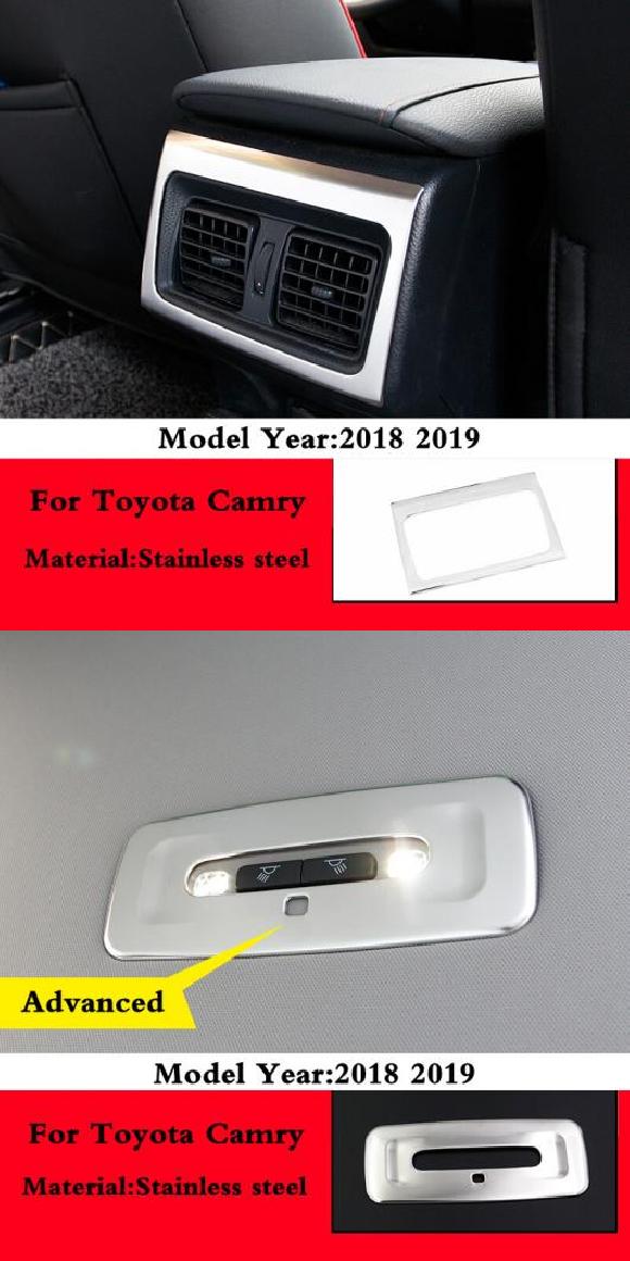 ステンレス スチール ドリンクホルダー パネル 装飾 スタイリング アクセサリー 適用: トヨタ カムリ 2018 2019 リアシート カップホルダー リア 通気口・リア リード ライト AL-OO-7346 AL Interior parts for cars|オートパーツエージェンシー