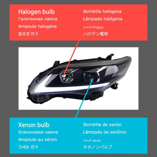 ヘッド ランプ 適用: カローラ LED ヘッドライト 2011-2013 ヘッドライト カローラ DRL ウインカー ハイ ビーム エンジェル アイ プロジェクター レンズ キセノン AL-OO-7804 AL Car light|オートパーツエージェンシー