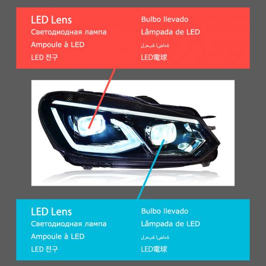 ヘッド ランプ 適用: ゴルフ 6 MK6 LED ヘッドライト 2009-2013 ヘッドライト R20 MK6 DRL ウインカー ハイ ビーム エンジェル アイ プロジェクター レンズ フル LED AL-OO-7811 AL Car light｜オートパーツエージェンシー 176,985円