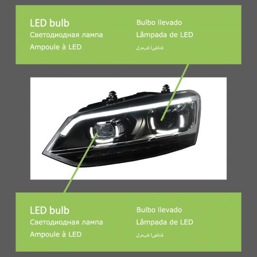 ヘッド ランプ 適用: VW ポロ LED ヘッドライト 2011-2018 ヘッドライト ポロ DRL ウインカー ハイ ビーム エンジェル アイ プロジェクター レンズ フル LED AL-OO-8014 AL Car light