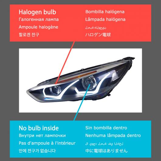 ヘッド ランプ 適用: フォード/FORD フォーカス LED ヘッドライト 2015-2017 ヘッドライト フォーカス DRL ウインカー ハイ ビーム エンジェル アイ プロジェクター ローバルブ含まない AL-OO-8075 AL Car light