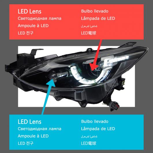 ヘッド ランプ 適用: MAZDA3 アクセラ LED ヘッドライト 2014-2016 ヘッドライト MAZDA3 DRL ウインカー ハイ ビーム エンジェル アイ プロジェクター レンズ LED キット AL-OO-8147 AL Car light｜オートパーツエージェンシー