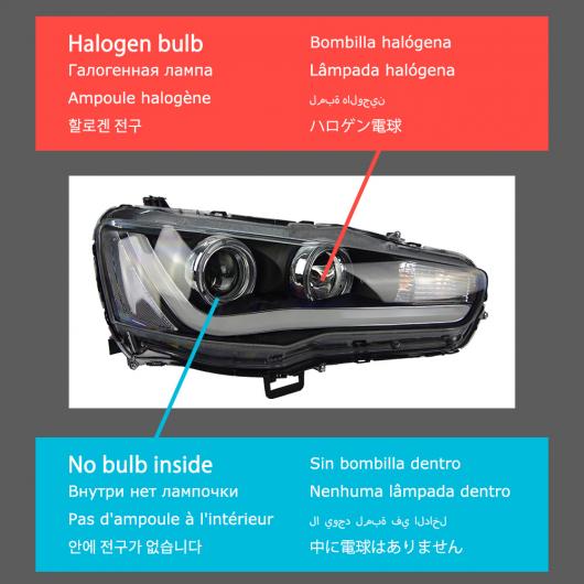 ヘッド ランプ 適用: 三菱 ランサー LED ヘッドライト 2009-2016 ヘッドライト ランサー EX DRL ウインカー ハイ ビーム エンジェル アイ プロジェクター バルブなし AL-OO-8246 AL Car light