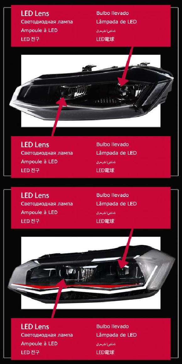 ヘッド ランプ 適用: VW ポロ LED ヘッドライト 2019-2021 ヘッドライト ポロ DRL ウインカー ハイ ビーム エンジェル アイ プロジェクター TSI-LED キット・GTI-LED キット AL-OO-7771 AL Car light