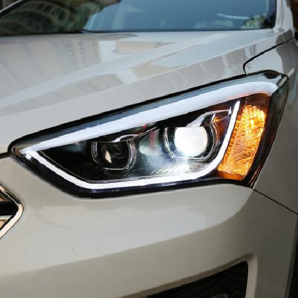 ヘッド ランプ 適用: IX45 LED ヘッドライト 2013-2016 ヘッドライト サンタフェ DRL ウインカー ハイ ビーム エンジェル アイ キセノン キット・LED キット タイプA AL-OO-7857 AL Car light｜オートパーツエージェンシー