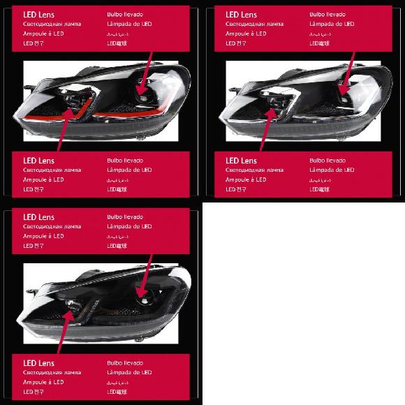 ヘッド ランプ 適用: VW ゴルフ 6 LED ヘッドライト 2009-2012 ヘッドライト ゴルフ 6 DRL ウインカー ハイ ビーム エンジェル アイ TSI フル LED~ブラック サムライ LED AL-OO-7922 AL Car light