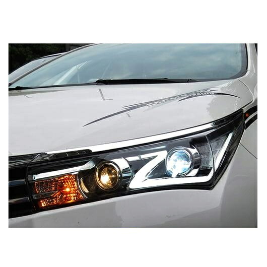 ヘッド ランプ 適用: トヨタ カローラ ヘッドライト 2014-2017 LED ヘッドライト バイキセノン LED DRL ヘッドライト アセンブリ ハロゲン ヘッドライト AL-OO-8516 AL Car light