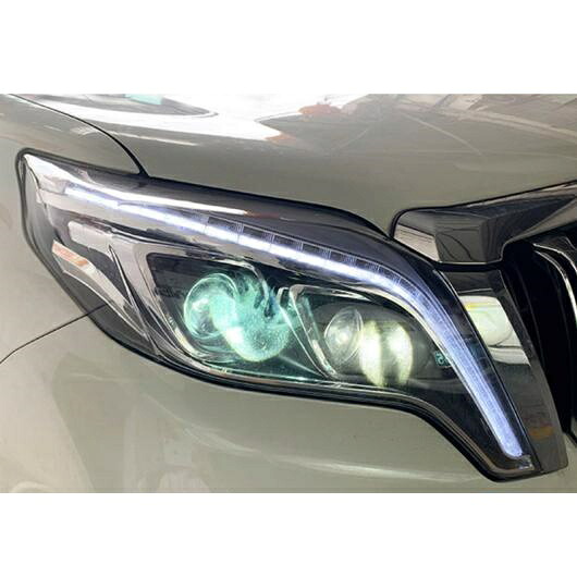 適用: トヨタ 2015-2017 プラド LED ヘッドライト LED DRL HID ヘッド ランプ エンジェル アイ バイキセノン ダブル ビーム ヘッドライト アクセサリー ロー ビームバルブなし AL-OO-8525 AL Car light