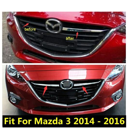 アクセサリー 適用: MAZDA3 アクセラ ハッチバック セダン 2014 2015 2016 フロント フェイス グリル グリル 装飾 ストリップ モールディング カバー キット トリム レッド・鏡面シルバー AL-PP-0669 AL Exterior parts for cars