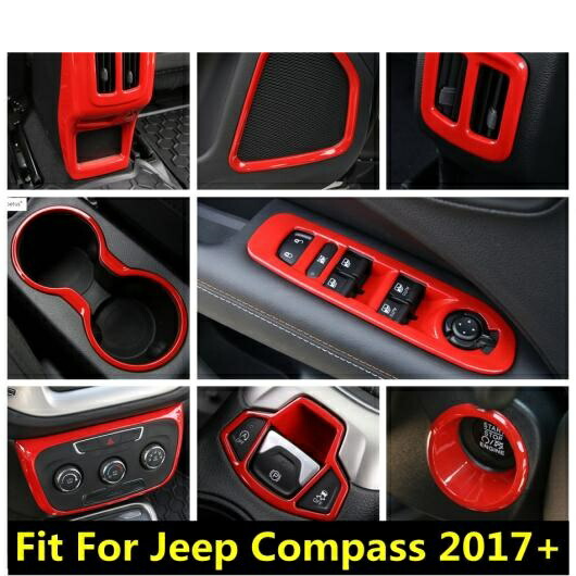 AL 適用: ジープ JEEP コンパス 2017-2021 ダッシュボード エア AC 吹き出し口 スピーカー カップホルダー リード ライト インテリア カバー トリム レッド インテリア アクセサリー AL-PP-1126