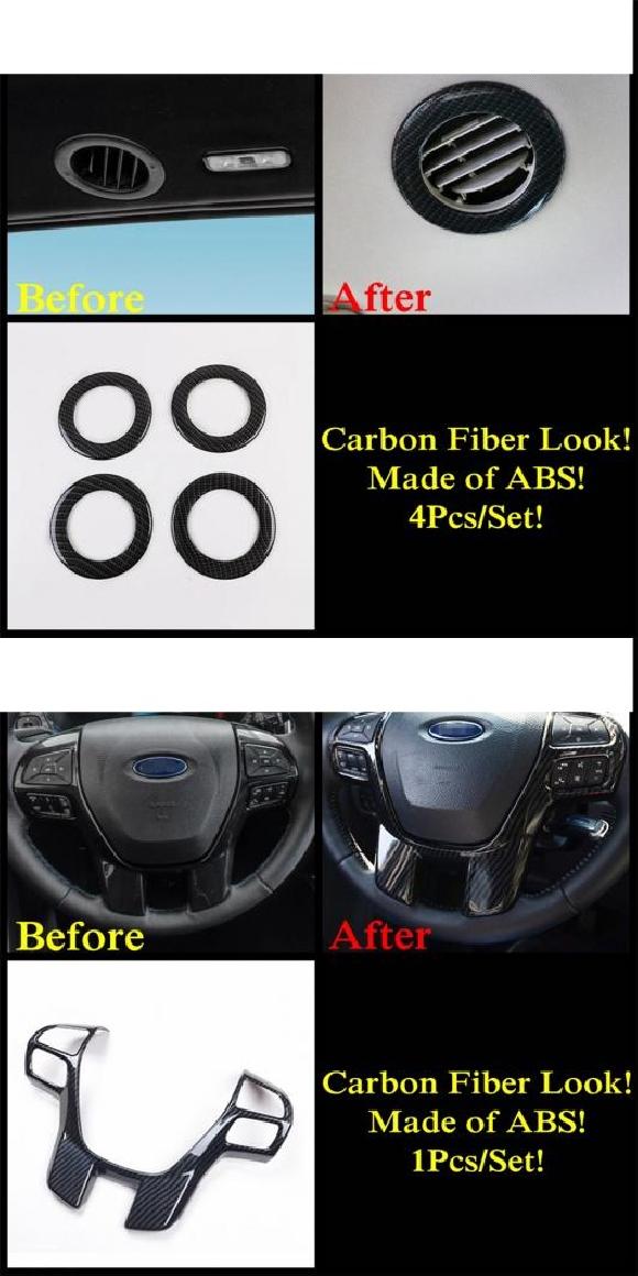 ハンドル ボウル エア AC ヘッド ライト ギア シフト カバー トリム カーボンファイバー アクセサリー 適用: フォード/FORD レンジャー/エベレスト/エンデバー 2015-2020 タイプB・タイプE AL-PP-1702 AL Interior parts cars｜オートパーツエージェンシー