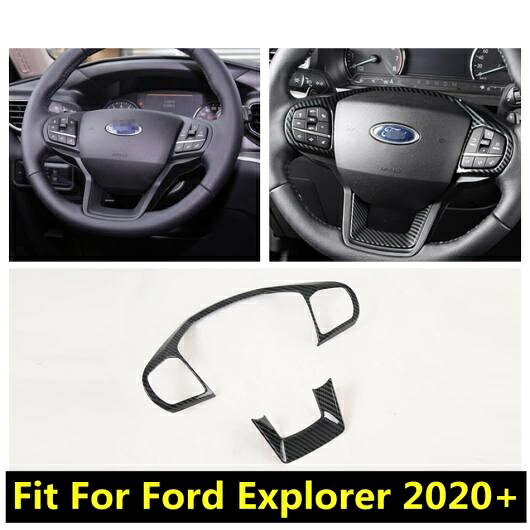適用: フォード/FORD エクスプローラー 2020 2021 2022 ステアリング ホイール パネル 装飾 フレーム カバー キット トリム ABS カーボンファイバー インテリア アクセサリー AL-PP-1801 AL Interior parts cars