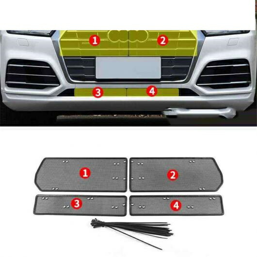 AL 適用: アウディ AUDI Q5 2018 2019 2020 フロント 防虫 メッシュ ネット グリル 保護 モールディング カバー トリム エクステリア キット アクセサリー タイプB AL-PP-1821