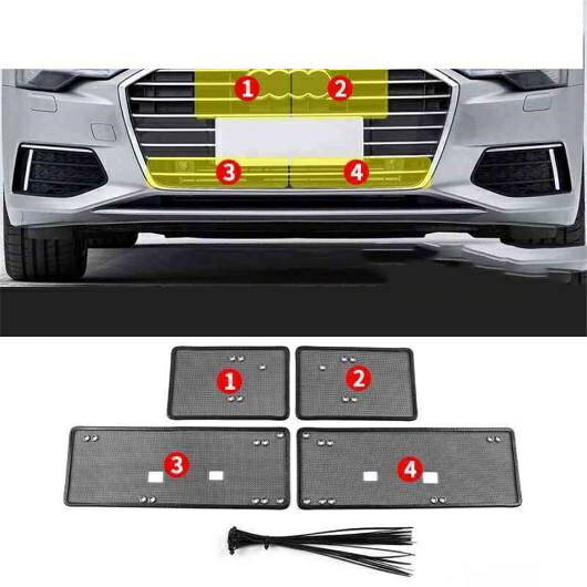 適用: アウディ/AUDI A6 C8 2019-2022 フロント 防虫 メッシュ ネット グリル 保護 モールディング カバー トリム エクステリア キット タイプB AL-PP-1822 AL Exterior parts for cars
