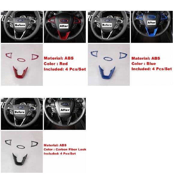 ステアリング ホイール ボタン カバー トリム 適用: フォード/FORD モンデオ/フュージョン 2013-2020 レッド/ブルー/カーボン調 インテリア キット レッド～カーボン調 AL-OO-9051 AL Interior parts cars