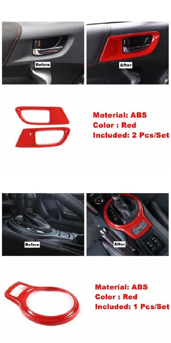レッド エア AC/ドア ハンドル ボウル/リフト ボタン/ギア/セントラル コントロール パネル カバー トリム 適用: スバル BRZ/トヨタ GT86 2013-2021 タイプE・タイプF AL-OO-9127 AL Interior parts for cars