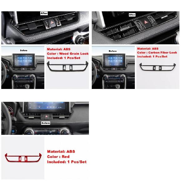 カーボンファイバー セントラル コントロール エアコン 吹き出し口 トリム カバー アクセサリー 適用: トヨタ RAV4 RAV 4 XA50 2019-2022 タイプF～タイプI AL-OO-9255 AL Interior parts for cars