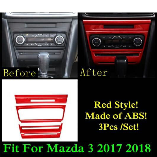 レッド アクセサリー 適用: MAZDA3 2014-2018 ウインドウ リフト ホイール ギア パネル ダッシュボード AC エア ハンドル ボウル カップホルダー カバー トリム I-2017 2018 AL-OO-9721 AL Interior parts for cars
