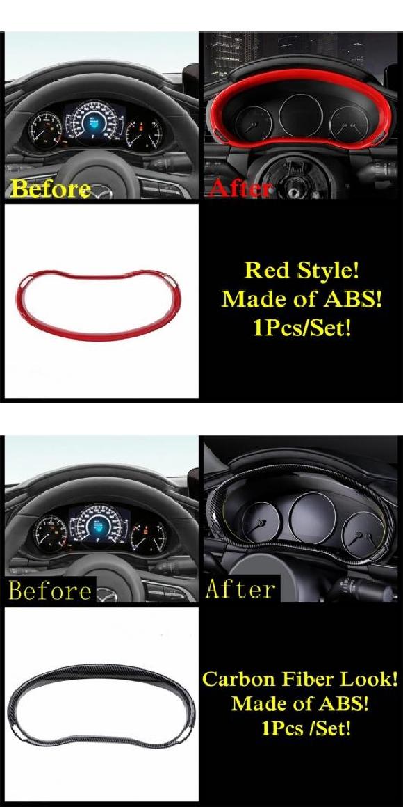 適用: マツダ CX30 CX-30 2020-2022 フロント ダッシュボード パネル フレーム 装飾 カバー トリム カーボンファイバー レッド スタイル・カーボンファイバー スタイル AL-OO-9753 AL Interior parts for cars