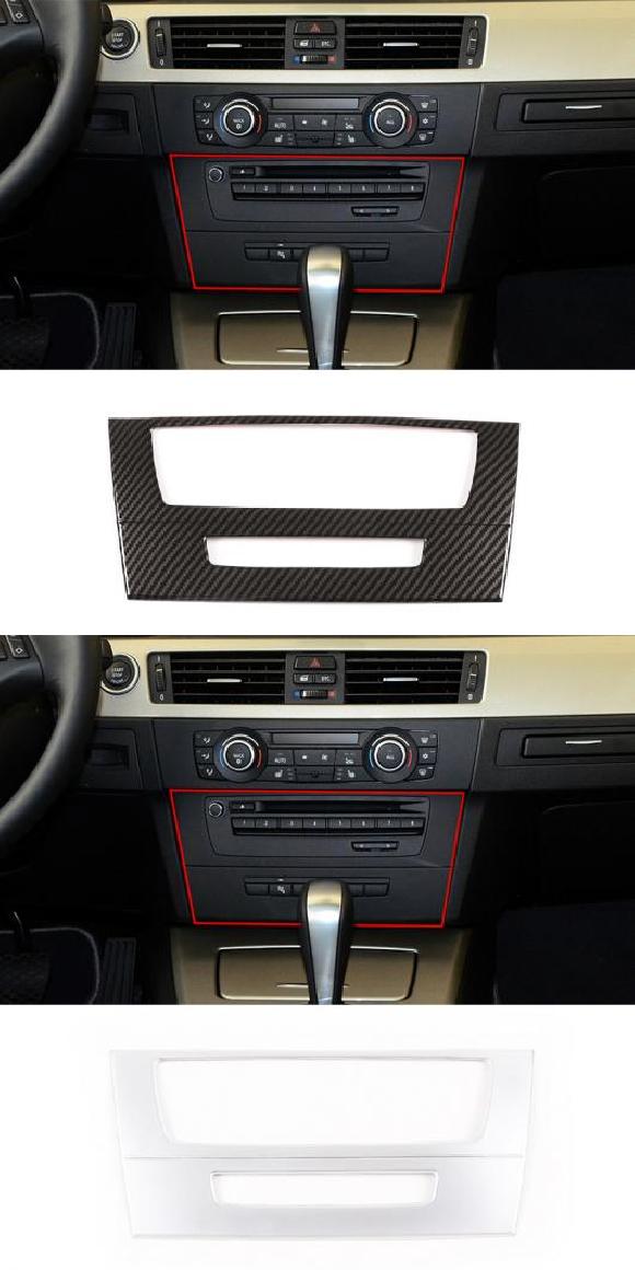 セントラル コントロール エア コンディション ボリューム CD ボタン フレーム パネル カバー ステッカー 適用: BMW スタイル Bカーボンファイバー・スタイル B シルバー AL-PP-2367 AL Interior parts for cars