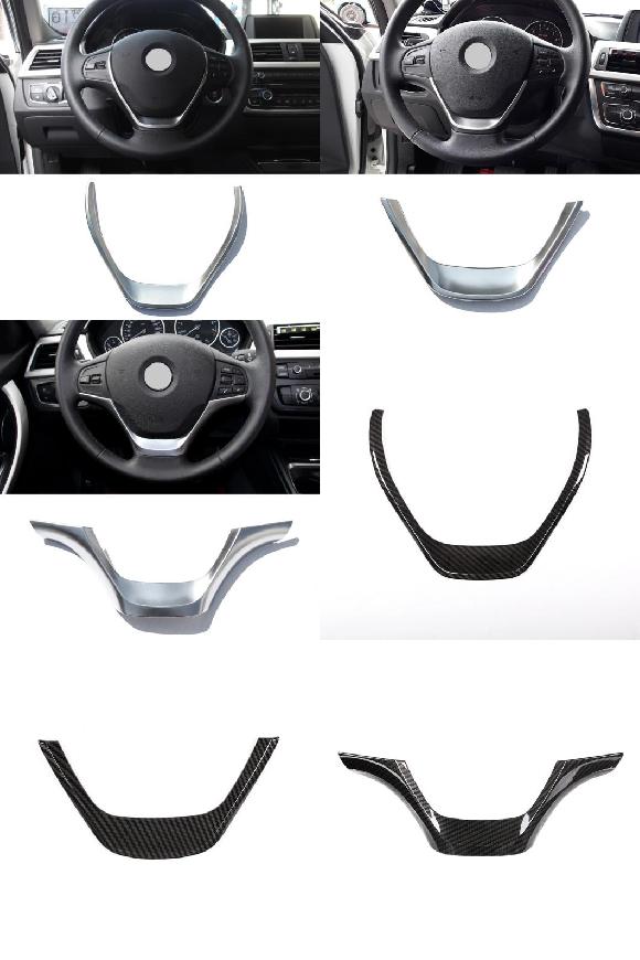 カーボンファイバー インテリア ステアリング ホイール 装飾 フレーム パネル カバー トリム 適用: BMW 3シリーズ F30 F32 F34 スタイル A シルバー～F カーボンファイバー AL-PP-2388 AL Interior parts for cars