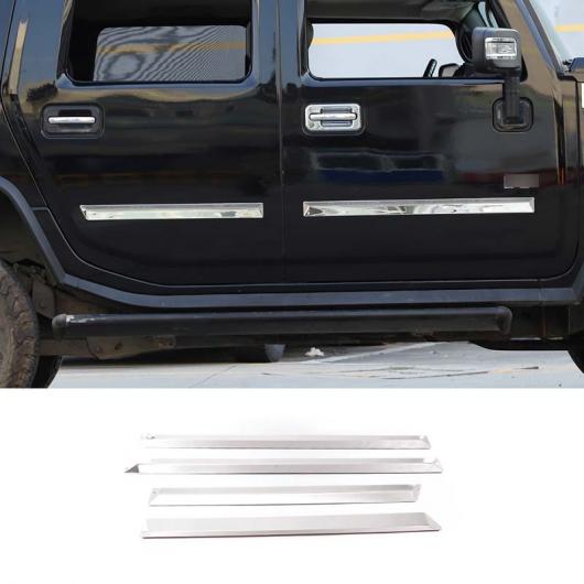 適用: ハマー/HUMMER H2 2003-2009 4ピース ステンレス スチール ボディ サイド ドア プロテクター モールディング カバー トリム ストリップ オート エクステリア アクセサリー タイプB AL-PP-2815 AL Car parts