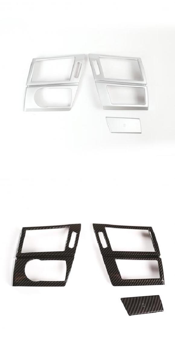 ダッシュボード 両方 サイド エアコン吹き出し口 フレーム トリム カバー ステッカー 適用: BMW X3 E83 2003-2010 ABS カーボンファイバー アクセサリー シルバー・カーボン調 AL-PP-3329 AL Interior parts for cars