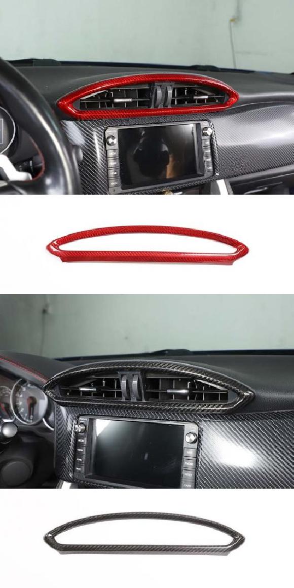 リアル カーボンファイバー セントラル コントロール エアコン 吹き出し口 フレーム カバー ステッカー トリム 適用: スバル BRZ トヨタ 86 2012-2020 レッド・カーボン調 AL-PP-3467 AL Interior parts for cars