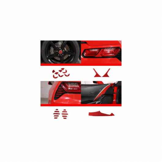カーボンファイバー 適用: シボレー/CHEVROLET コルベット C7 2014-2019 レッド インテリア 装飾 ステッカー ギア ドア ハンドル ステアリング ホイール トリム タイプ1~タイプ22 AL-PP-3605 AL Interior parts for cars
