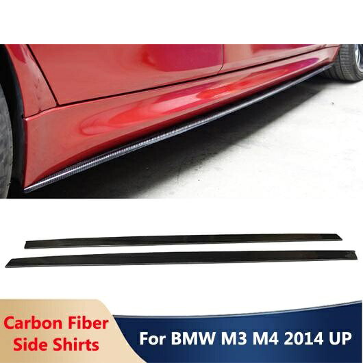 M3 M4 リアル カーボンファイバー サイド スカート ドア エクステンション リップ エプロン 適用: BMW M3 F80 セダン M4 F82 クーペ 2014 アップ ボディ キット ブラック AL-OO-2007 AL Exterior parts for cars｜オートパーツエージェンシー