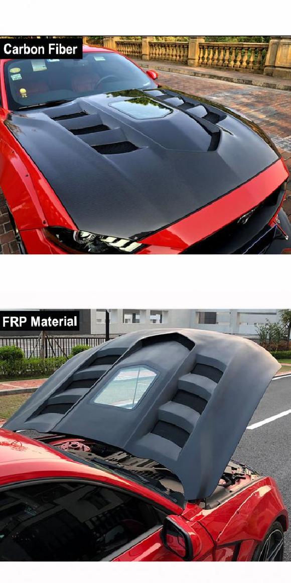 カーボンファイバー/FRP エンジン ボンネット ボンネット カバー スタイリング 適用: フォード/FORD マスタング 2018-2020 カーボンファイバー・FRP AL-OO-2625 AL Exterior parts cars