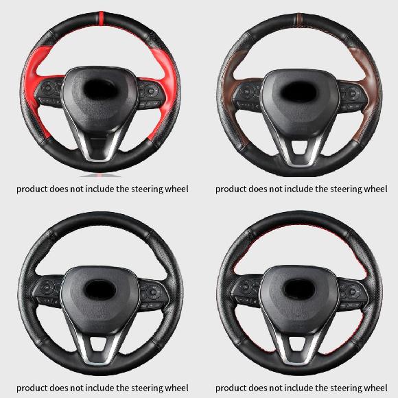 1ピース 適用: トヨタ RAV4 2020-2021 手縫い 編み上げ ステアリング ホイール カバー タイプ1～タイプ4 AL-PP-4782 AL Interior parts for cars